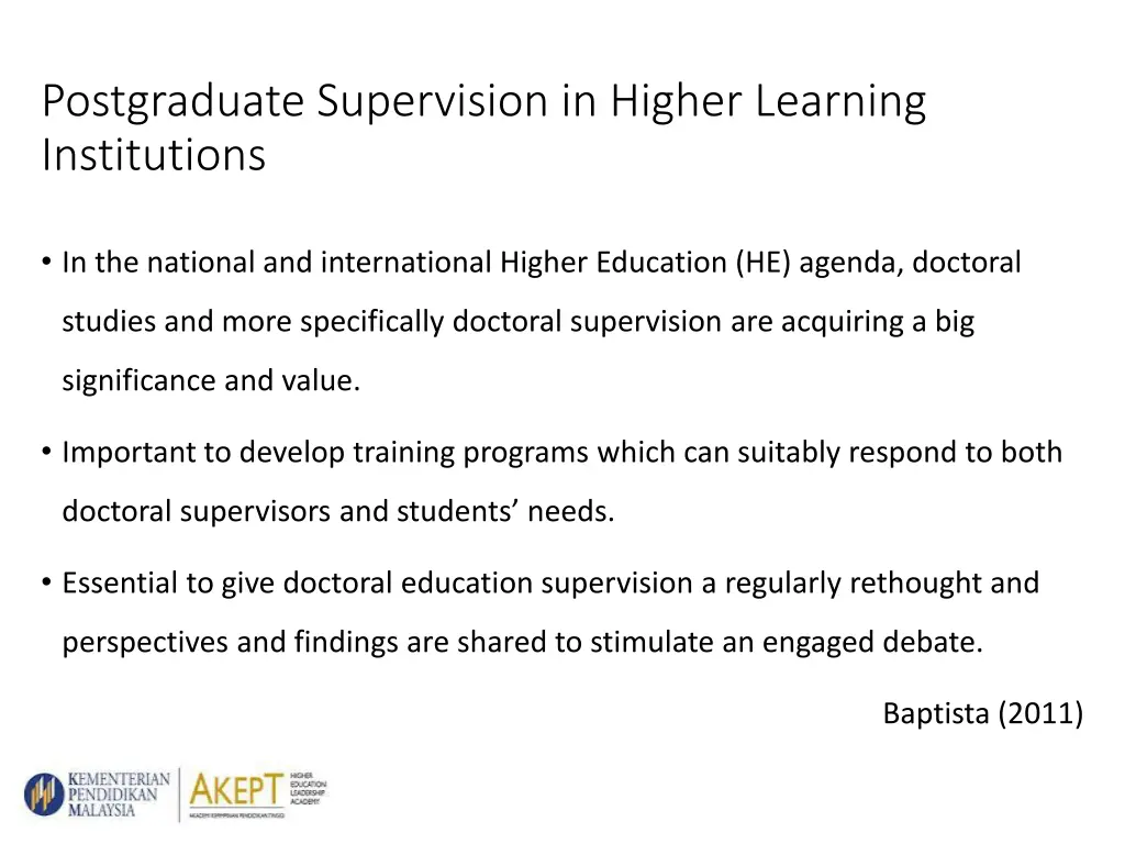 postgraduate supervision in higher learning