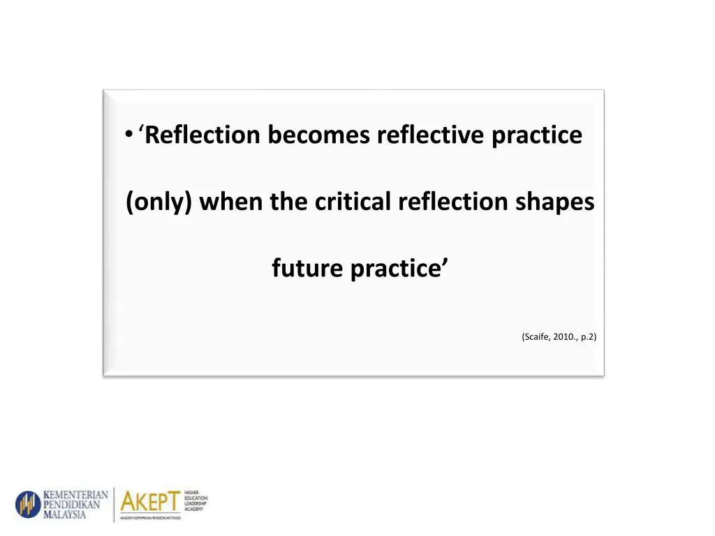 reflection becomes reflective practice