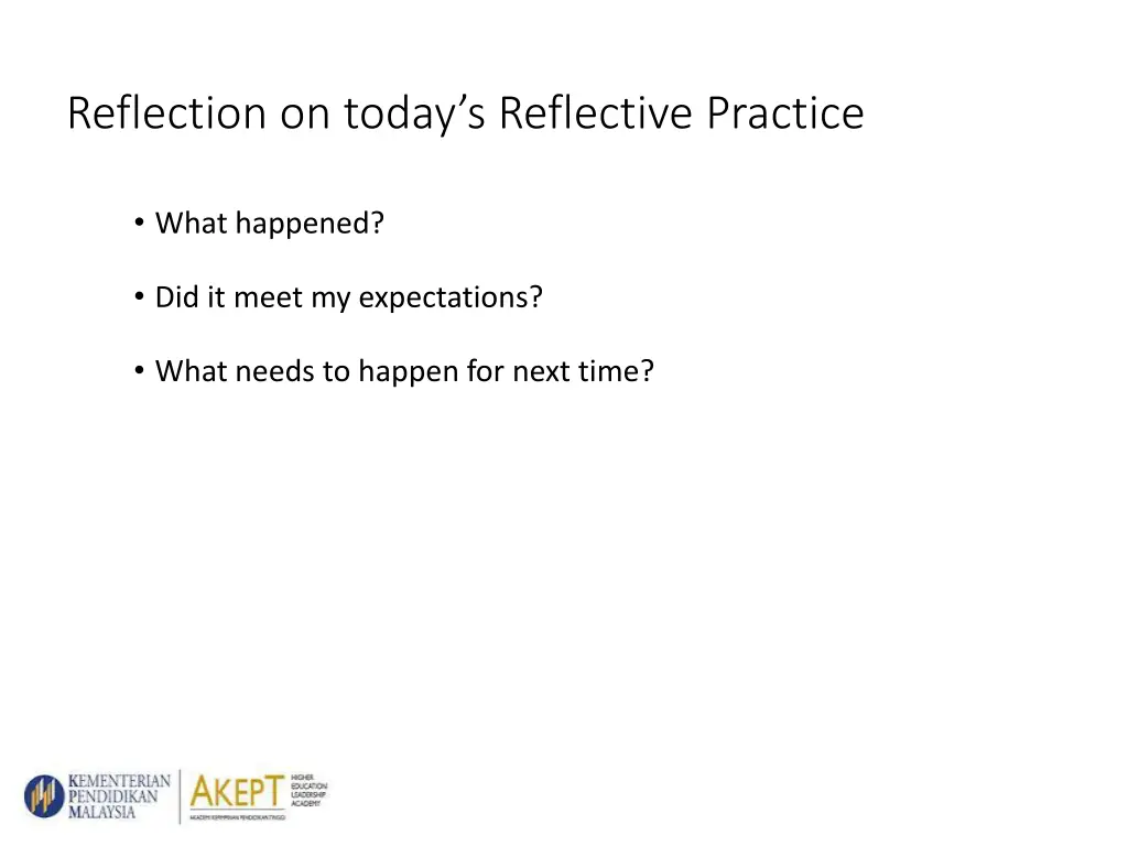 reflection on today s reflective practice