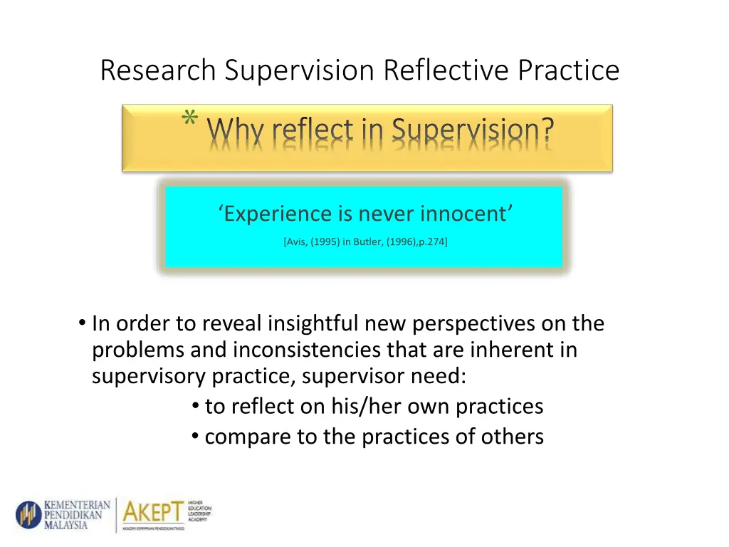 research supervision reflective practice
