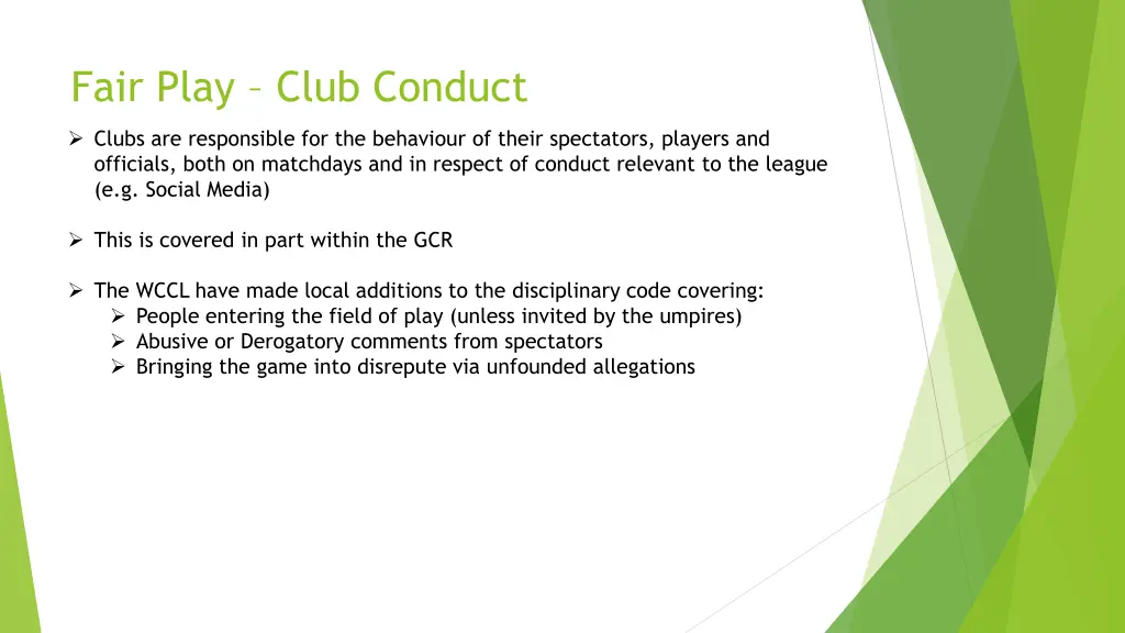 fair play club conduct