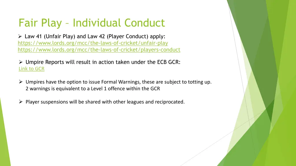 fair play individual conduct