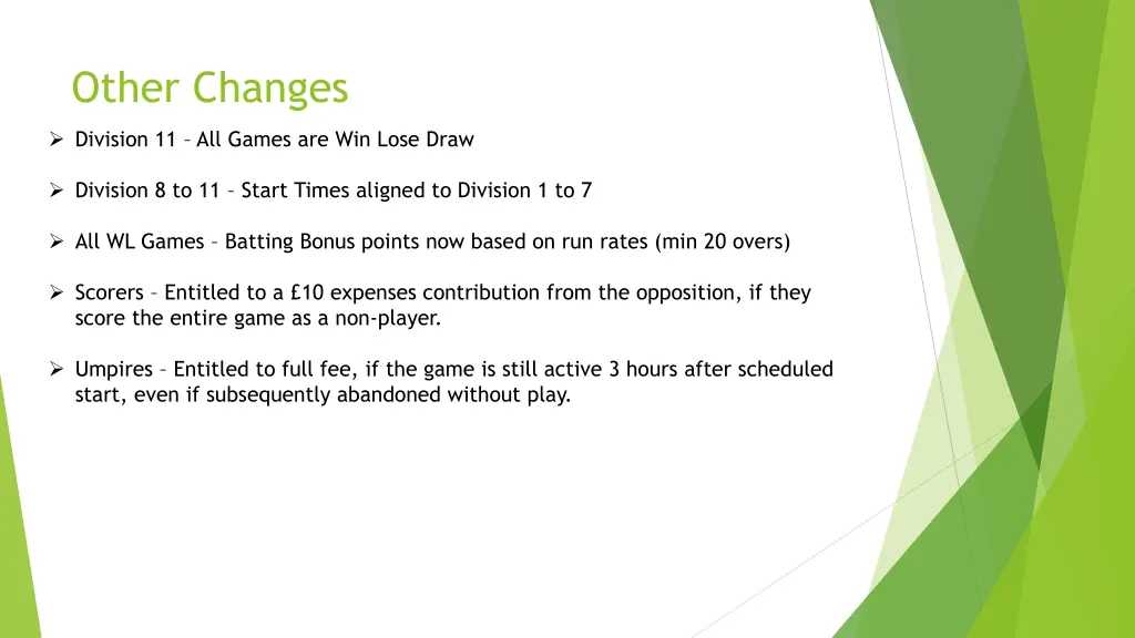 other changes