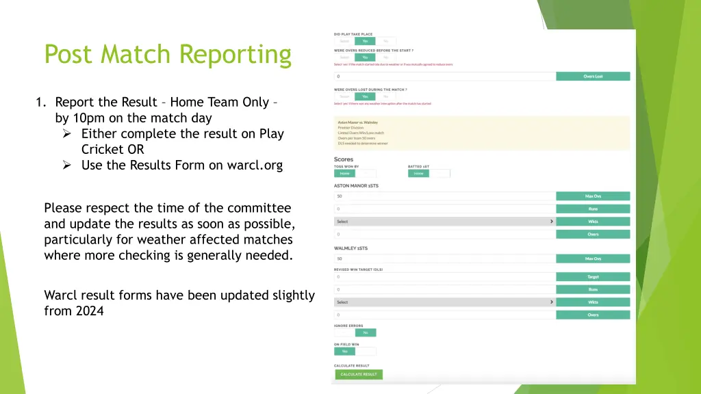 post match reporting