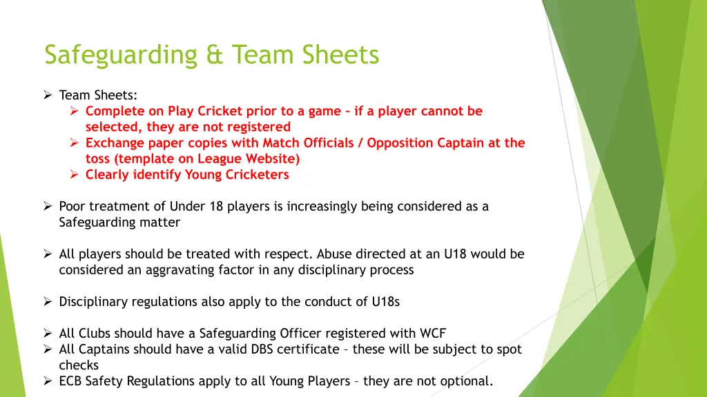 safeguarding team sheets
