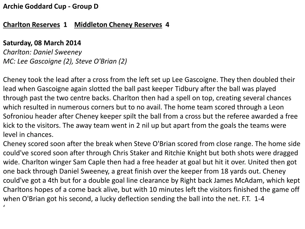 archie goddard cup group d