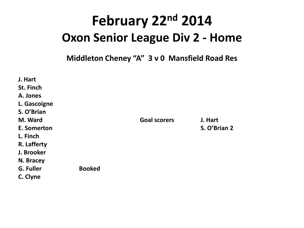february 22 nd 2014 oxon senior league div 2 home