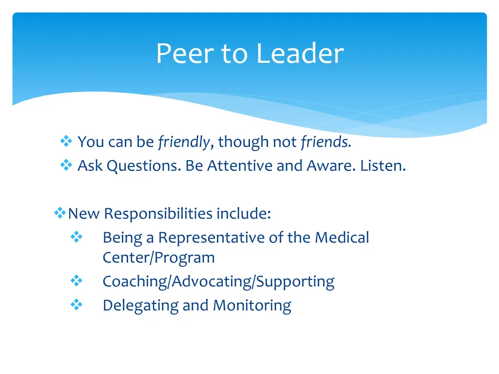 peer to leader