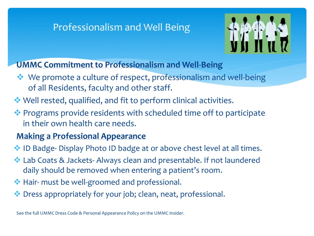 professionalism and well being