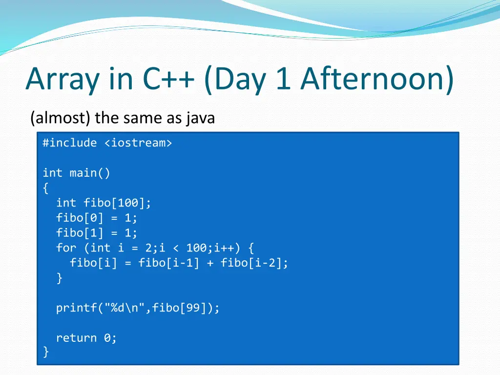 array in c day 1 afternoon