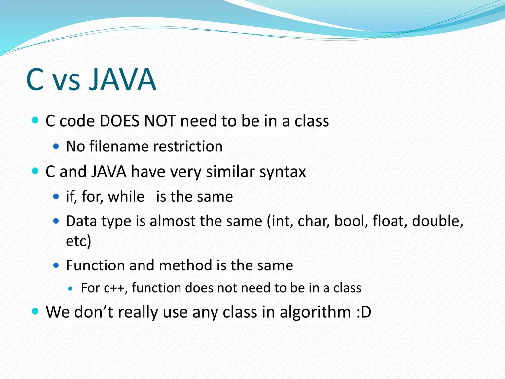c vs java