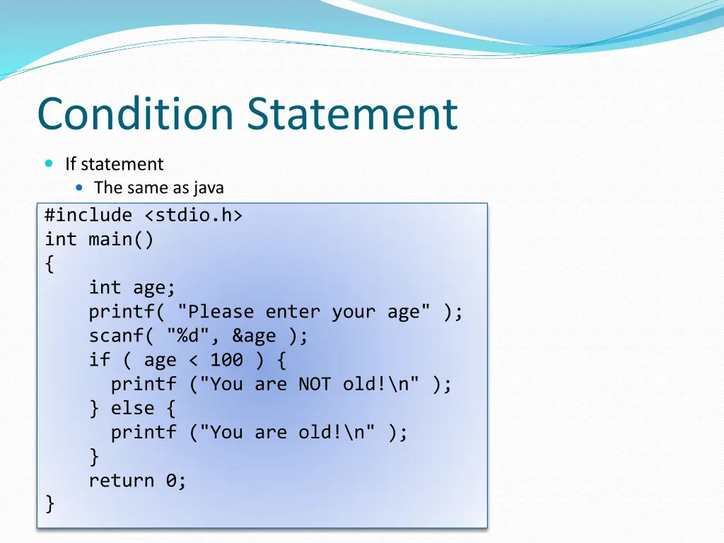 condition statement