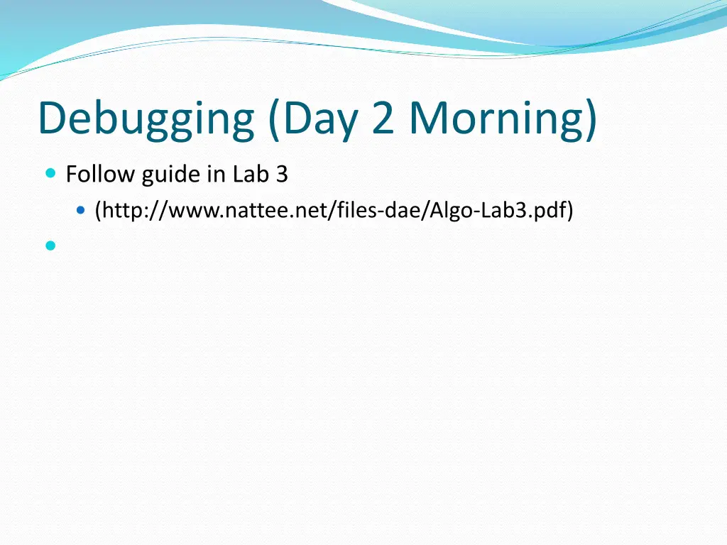 debugging day 2 morning