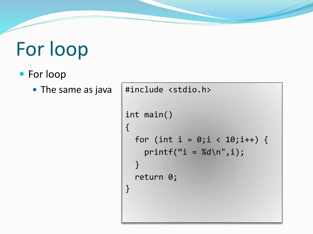 for loop