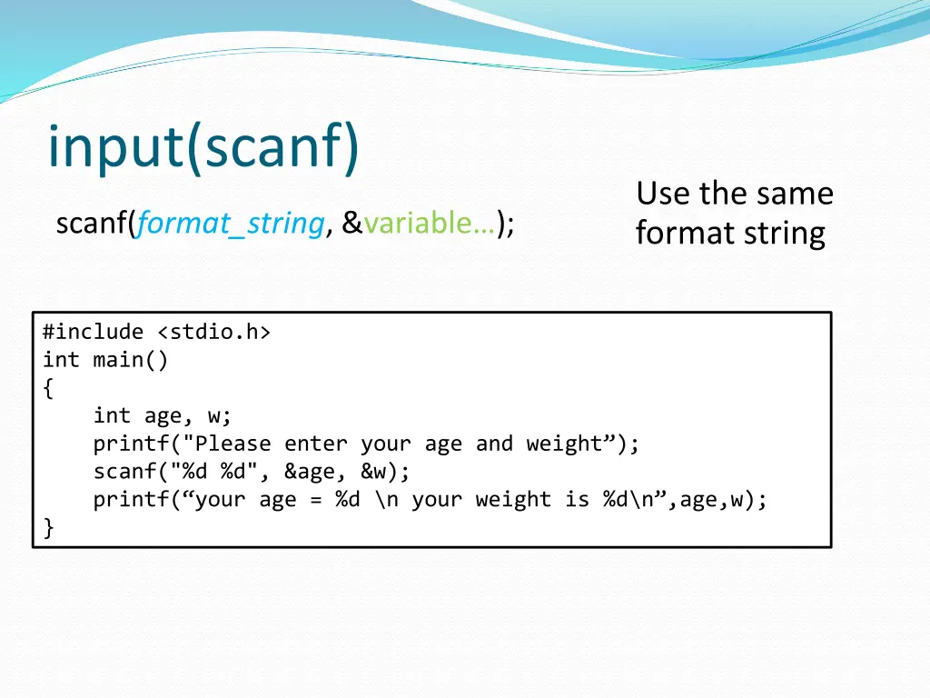 input scanf