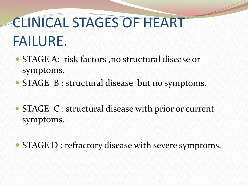 clinical stages of heart failure