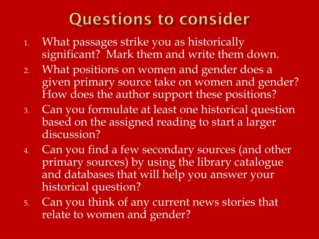 what passages strike you as historically