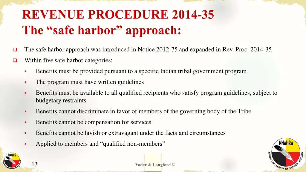 the safe harbor approach was introduced in notice
