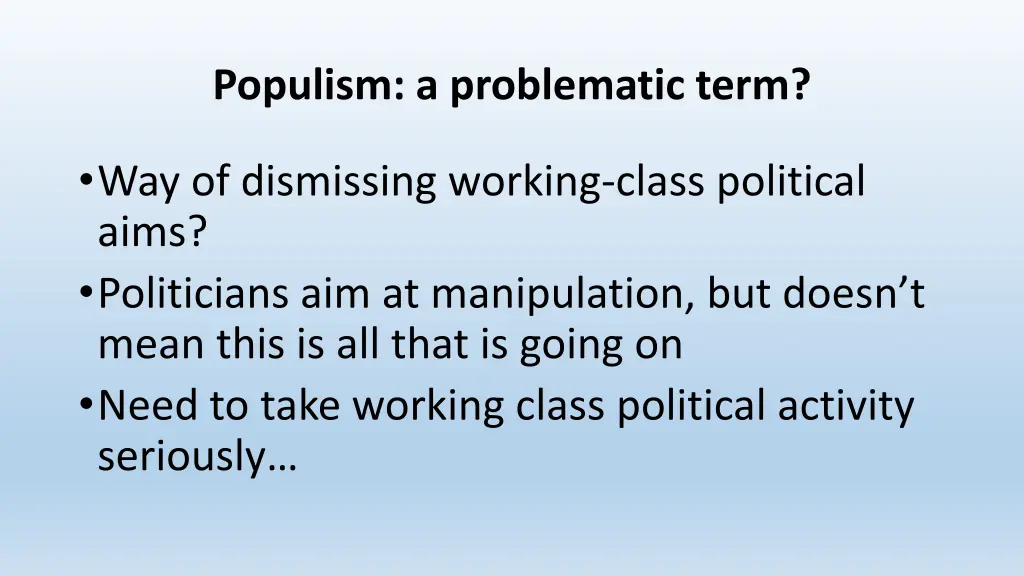 populism a problematic term