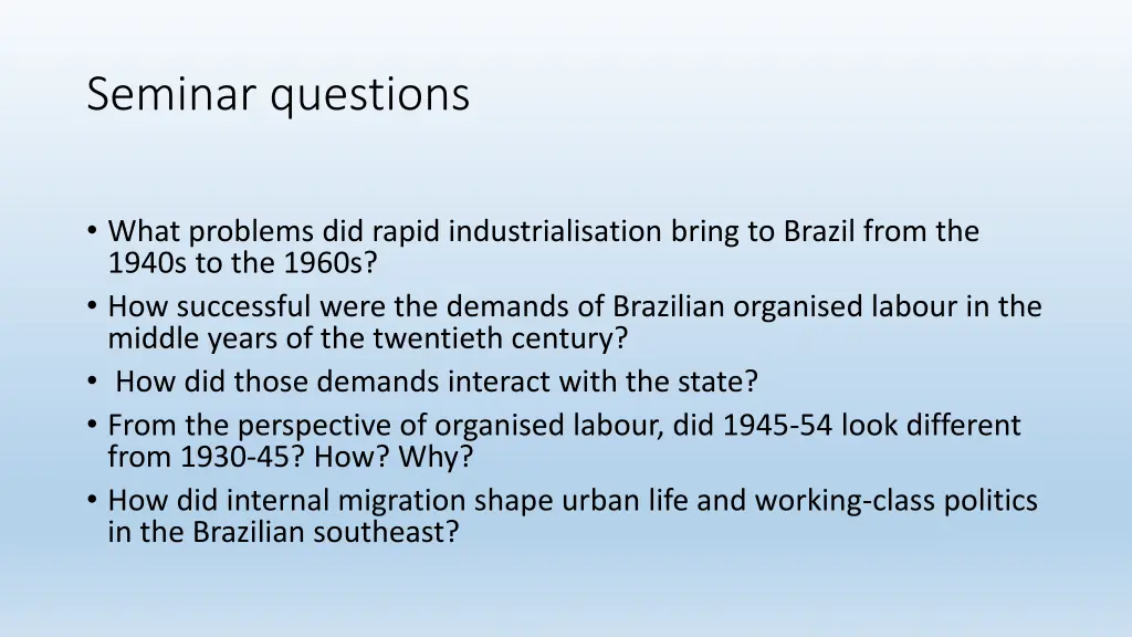 seminar questions