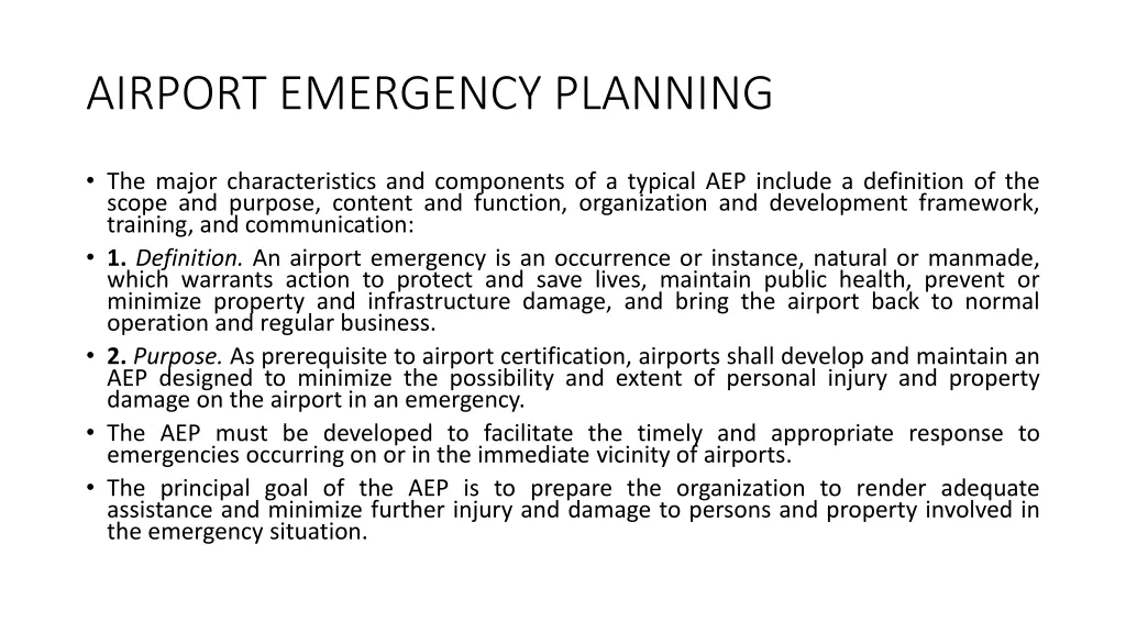 airport emergency planning