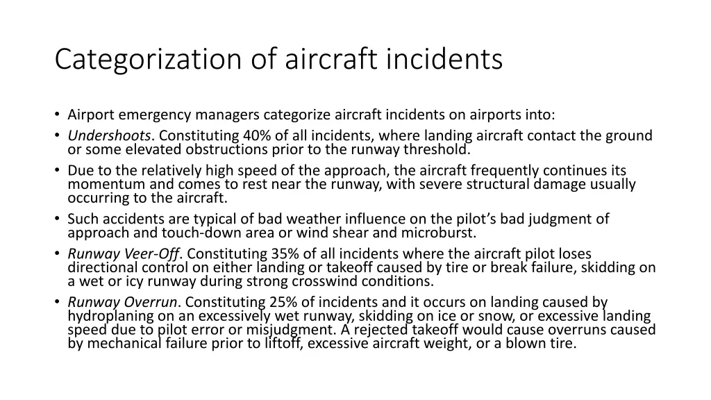 categorization of aircraft incidents