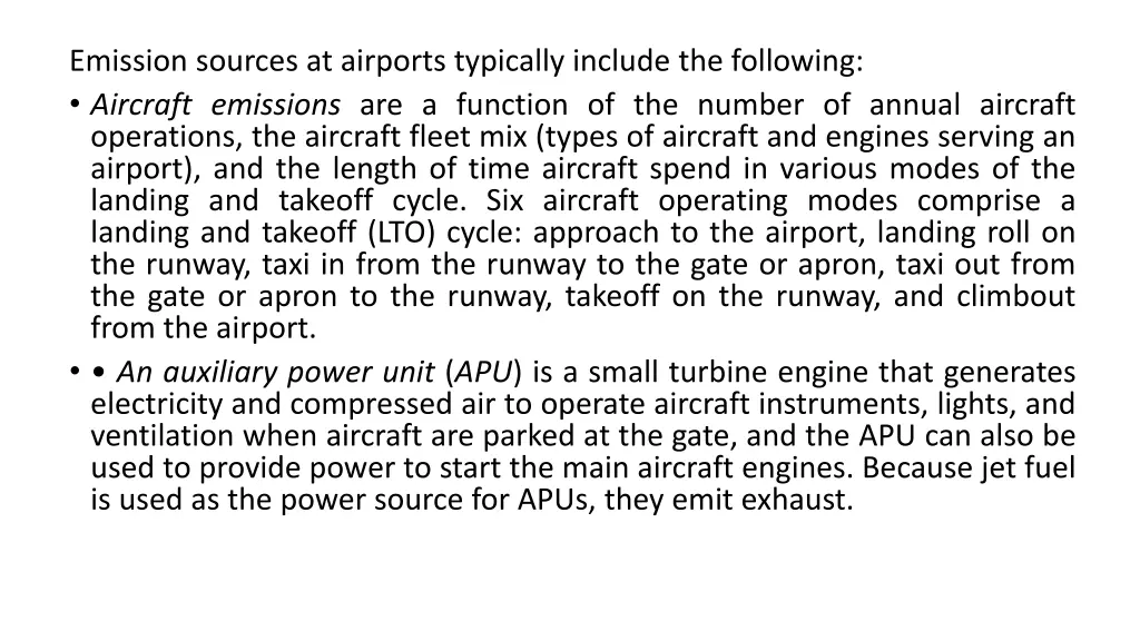 emission sources at airports typically include