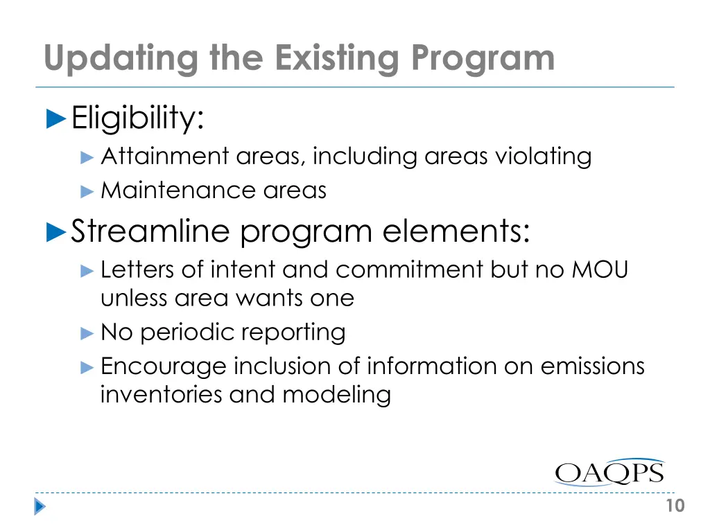 updating the existing program