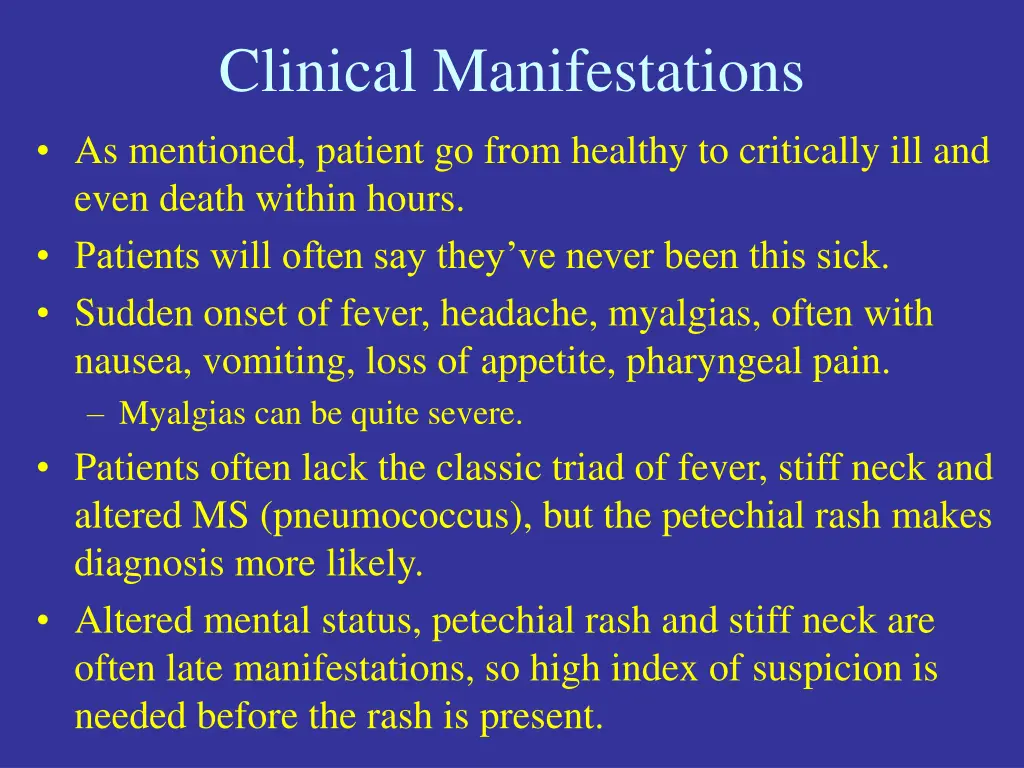 clinical manifestations
