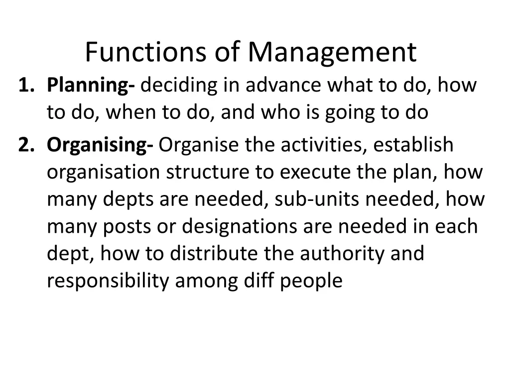 functions of management 1 planning deciding