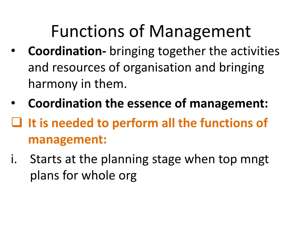 functions of management coordination bringing