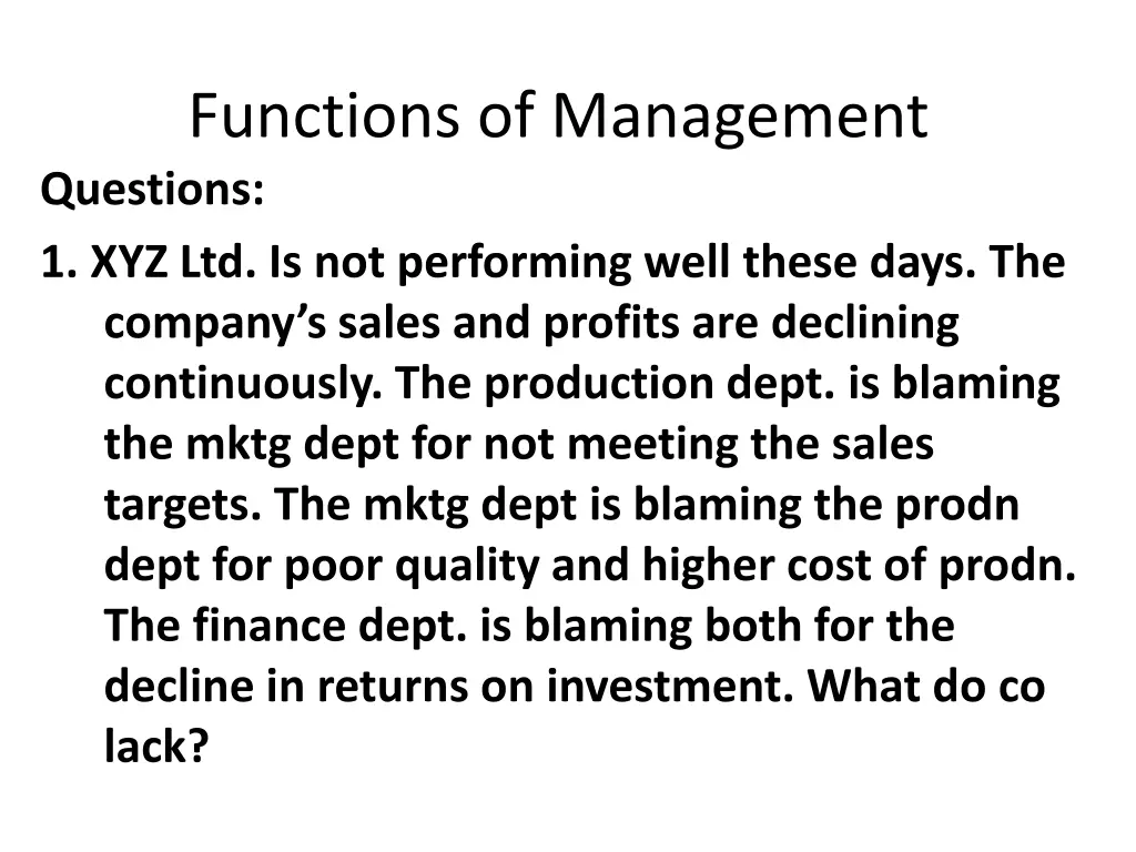 functions of management questions 1