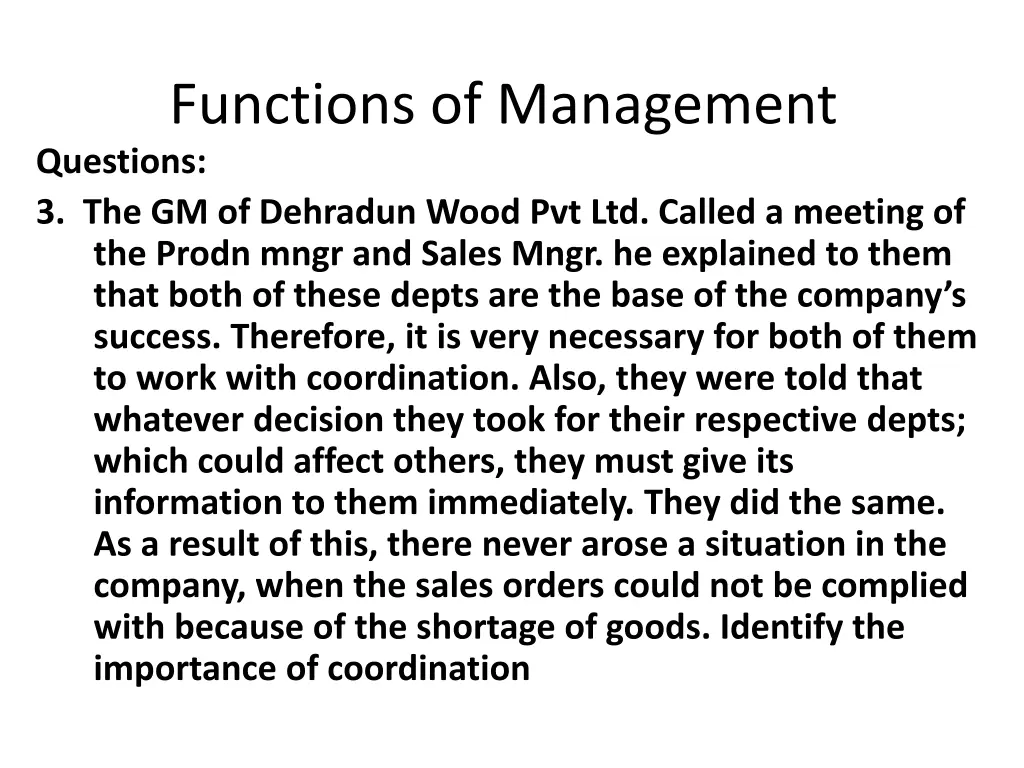 functions of management questions 2