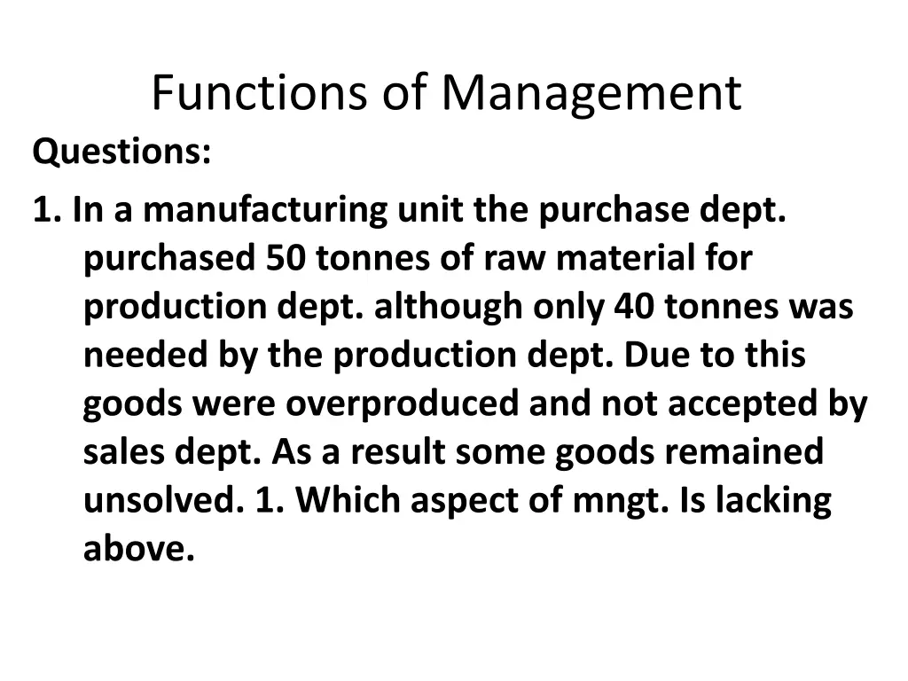 functions of management questions