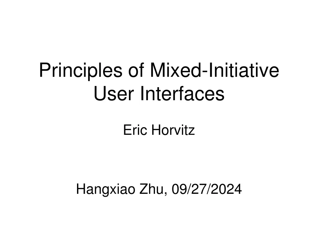 principles of mixed initiative user interfaces