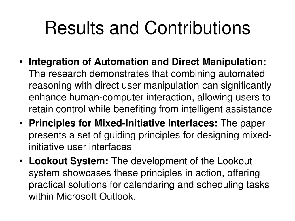 results and contributions