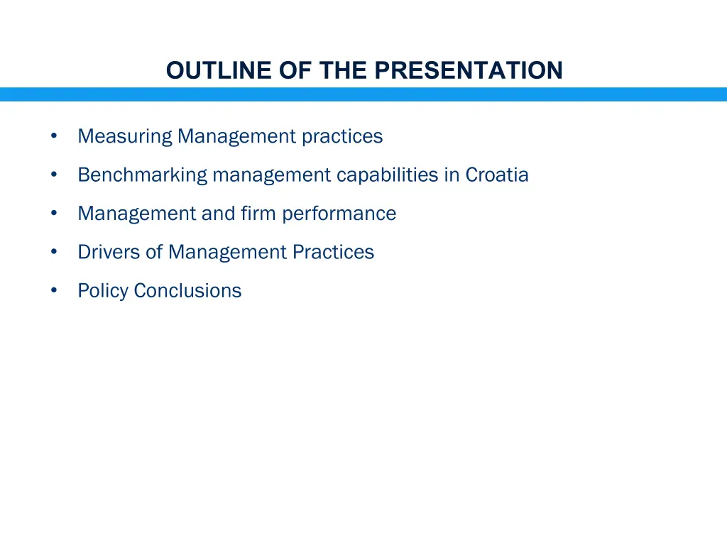 outline of the presentation