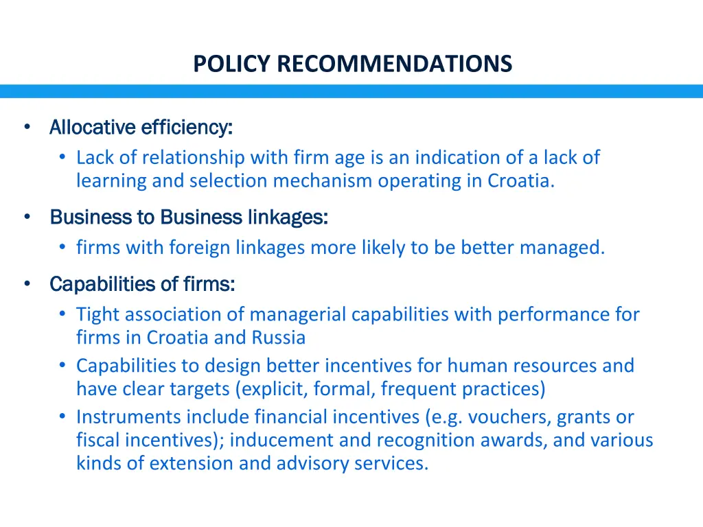 policy recommendations