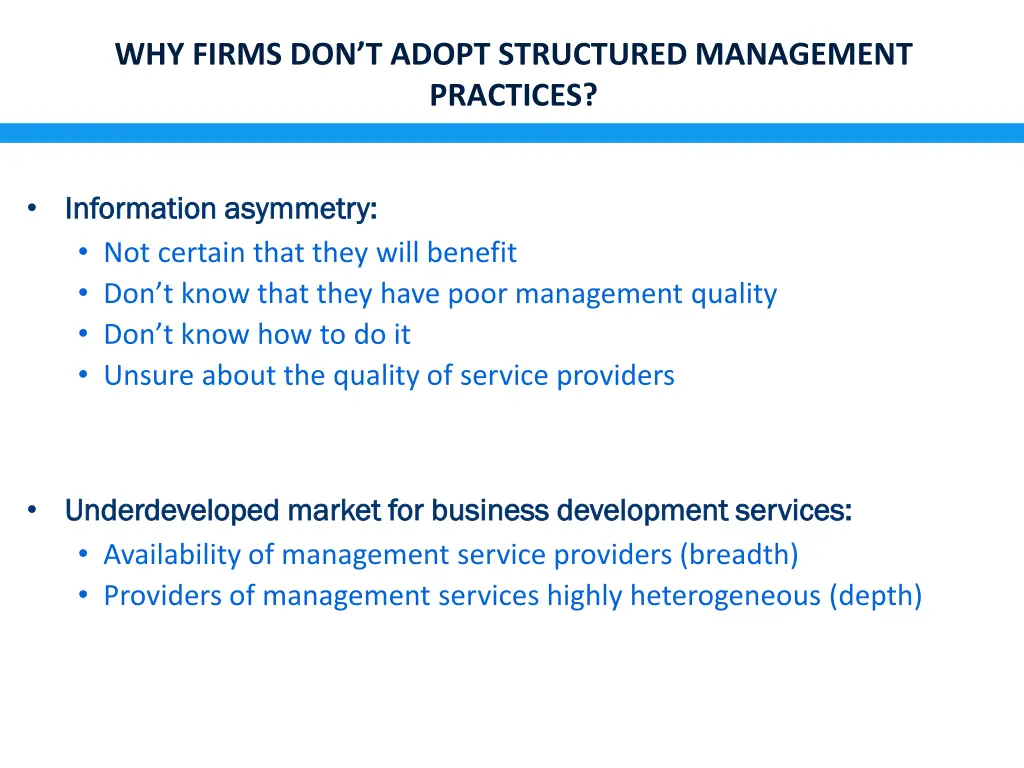 why firms don t adopt structured management 1