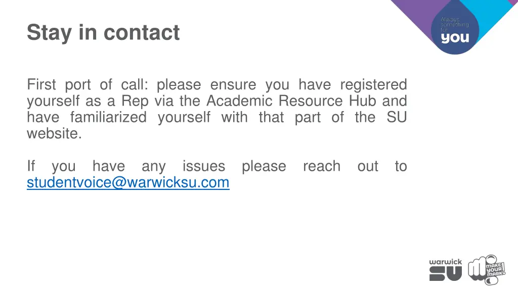 stay in contact