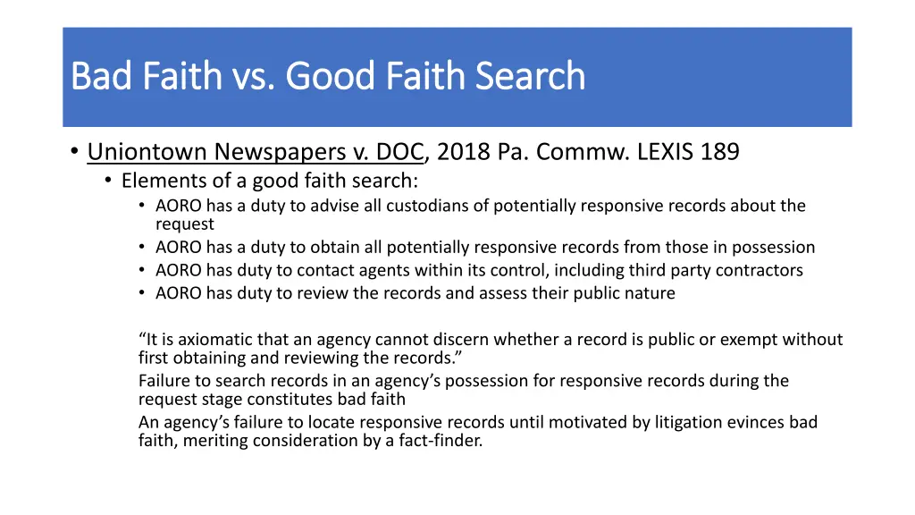 bad faith vs good faith search bad faith vs good