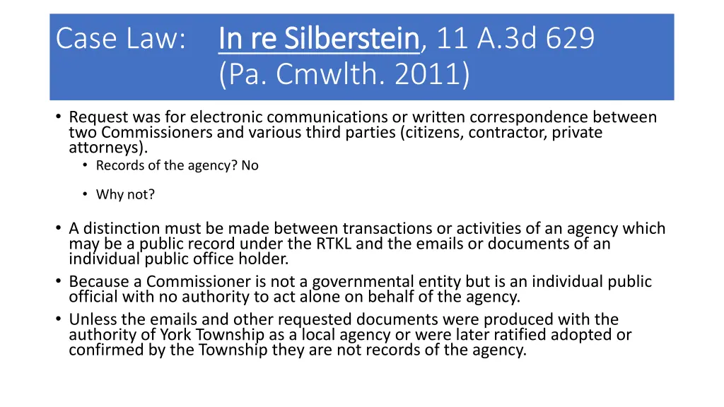 case law in re silberstein in re silberstein
