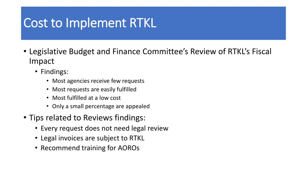 cost to implement rtkl cost to implement rtkl