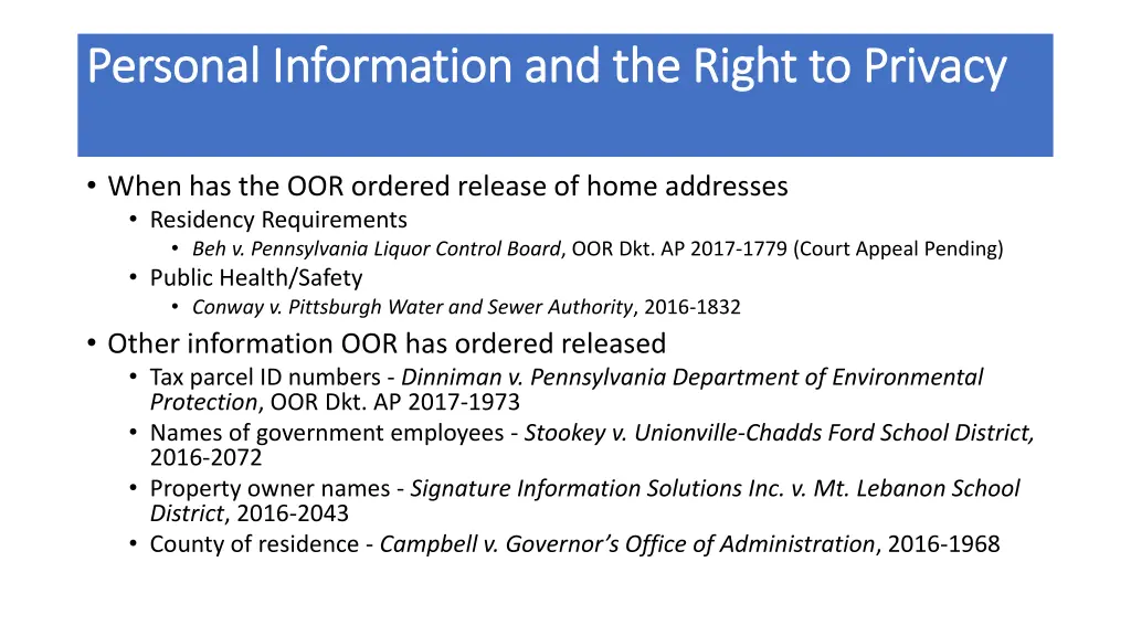 personal information and the right to privacy 1