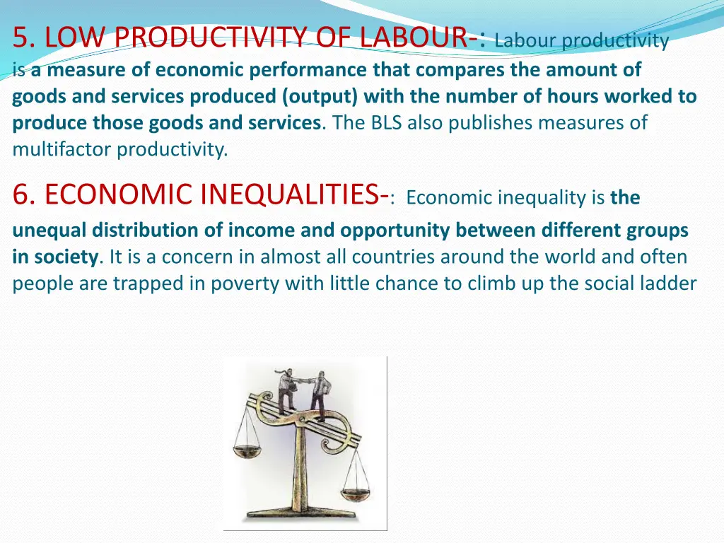 5 low productivity of labour labour productivity