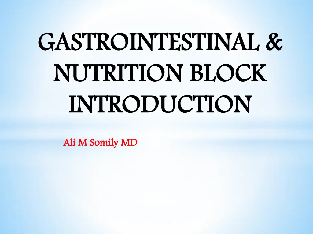 gastrointestinal gastrointestinal nutrition block