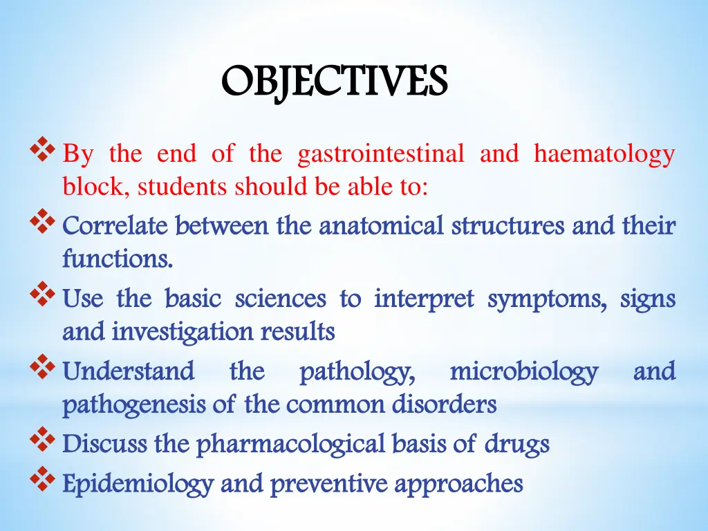 objectives objectives