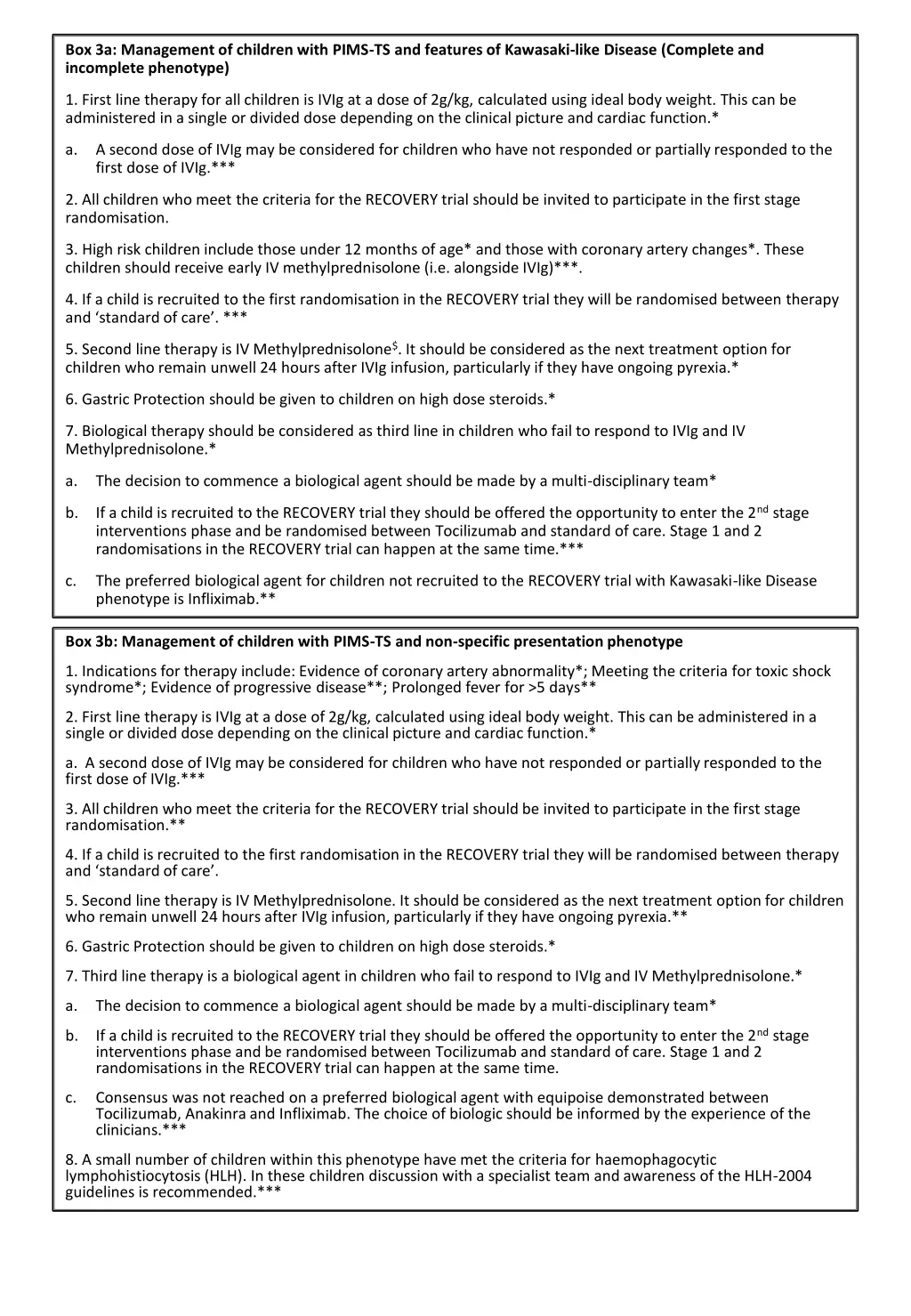 box 3a management of children with pims