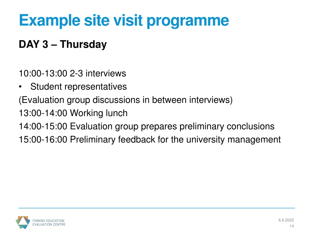 example site visit programme 1