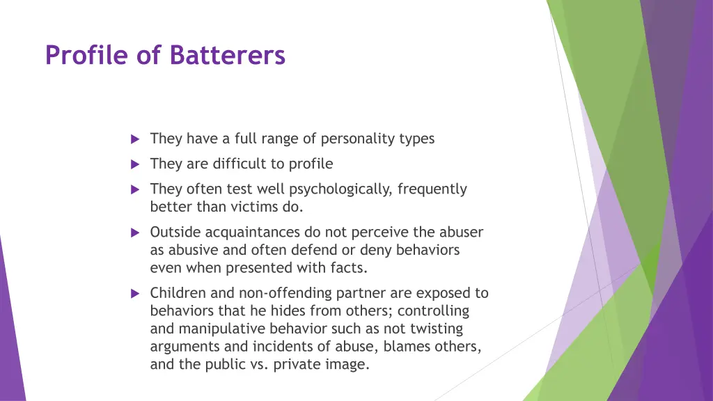 profile of batterers